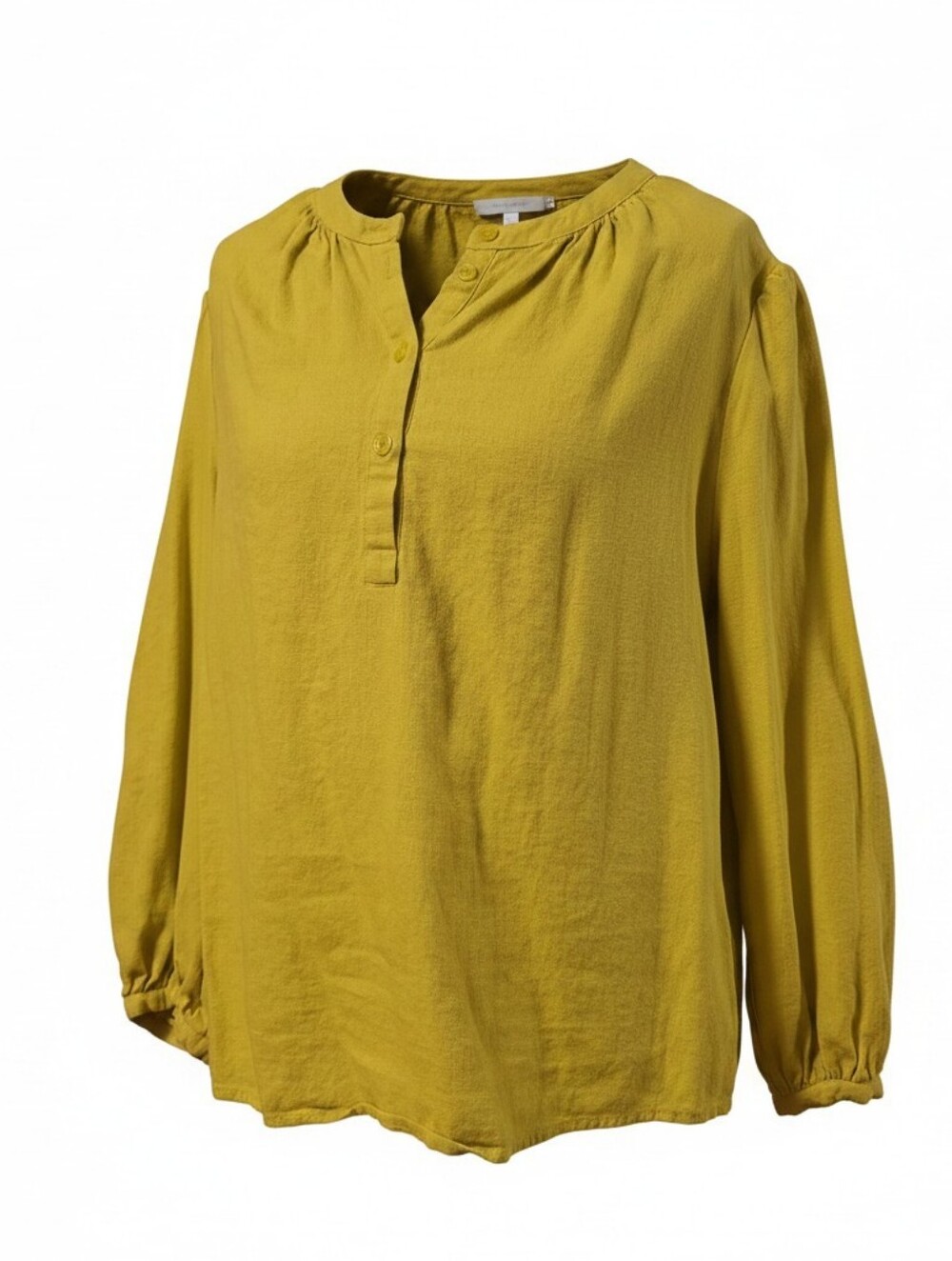Who What Wear Chartreuse Linen Blend Long Sleeve Blouse L